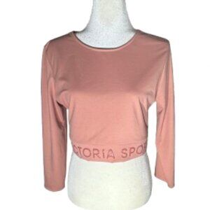Victoria Sport Pink/Blush Long Sleeve Athletic Crop Top Size Large
